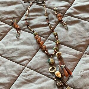 Copper and turquoise Multi-Color Beaded Necklace